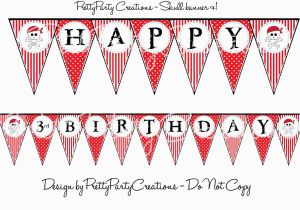 Happy Birthday Banner Printable Boy Boy Skulls Printable Happy Birthday Banner by