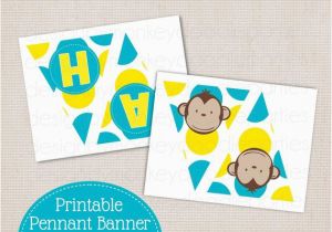 Happy Birthday Banner Printable Boy Items Similar to Boy 39 S Mod Monkey Birthday Party Printable
