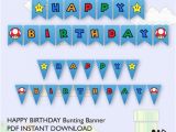 Happy Birthday Banner Printable Pdf Free Super Mario Brother Birthday Party Bunting Banner Printable