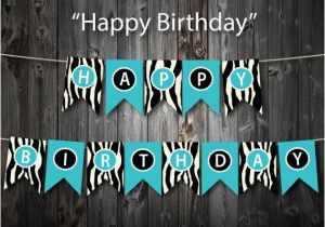 Happy Birthday Banner Printable Pdf Items Similar to Turquoise Happy Birthday Banner