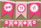 Happy Birthday Banner Printable Pdf Pink Pawty Birthday Banner Instant Download Printable Paw
