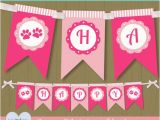 Happy Birthday Banner Printable Pdf Pink Pawty Birthday Banner Instant Download Printable Paw