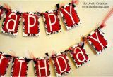 Happy Birthday Banner Printable Red and Black Black and White Damask with Red Happy Birthday Banner