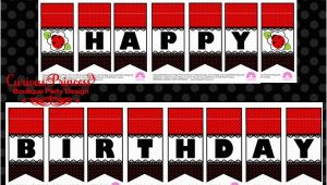 Happy Birthday Banner Printable Red and Black Curious Princess March 2014