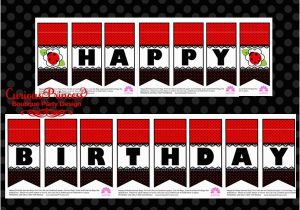 Happy Birthday Banner Printable Red and Black Curious Princess March 2014