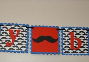 Happy Birthday Banner Printable Red and Black Mustache Happy Birthday Small Banner Red Blue and Black