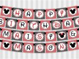 Happy Birthday Banner Printable Red and Black Printable Diy Black and Red Mickey Mouse and Minnie Mouse