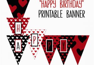 Happy Birthday Banner Printable Red and Black Printable Happy Birthday Banner Birthday Party Printable