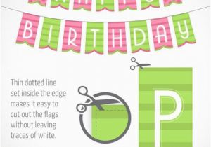 Happy Birthday Banner Printable Violet Printable Banner Happy Birthday In Green and Pink