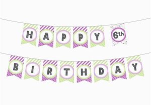 Happy Birthday Banner Printable Violet Printable Birthday Banner In Pale Purple Green