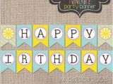 Happy Birthday Banner Printable Yellow Sunshine Happy Birthday Banner Instant by Inkobsessiondesigns