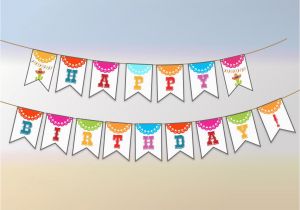 Happy Birthday Banner Ready to Print Fiesta Party Banner Printable Fiesta Banner Fiesta Birthday