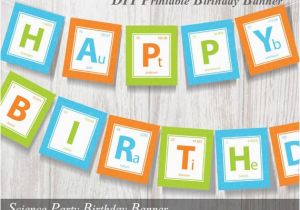 Happy Birthday Banner Ready to Print Science Party Printable Banner Periodic Table Of Elements