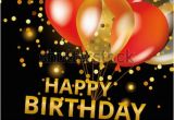 Happy Birthday Banner Red and Black Balloons Happy Birthday On Black Gold Stock Vector