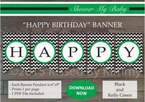 Happy Birthday Banner Red and Black Black Kelly Green Happy Birthday Banner Printable Boy