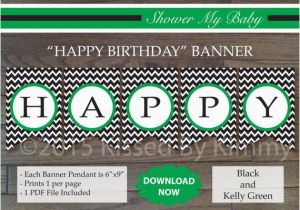 Happy Birthday Banner Red and Black Black Kelly Green Happy Birthday Banner Printable Boy