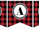 Happy Birthday Banner Red and Black Instant Download Red and Black Buffalo Plaid Happy