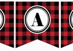 Happy Birthday Banner Red and Black Instant Download Red and Black Buffalo Plaid Happy