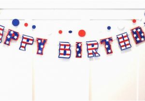 Happy Birthday Banner Red and Blue Americana Birthday Stars and Stripes Birthday Banner by Devany
