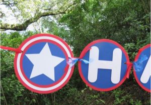 Happy Birthday Banner Red and Blue Captain America Inspired Quot Happy Birthday Quot Banner Red