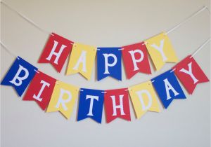 Happy Birthday Banner Red and Blue Happy Birthday Banner In Red Yellow and Blue by