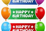 Happy Birthday Banner Red White and Blue Party Balloons Horizontal Banners Royalty Free Stock