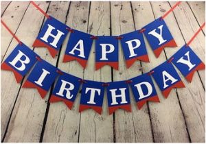 Happy Birthday Banner Red White and Blue Red and White Banner Etsy