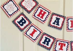 Happy Birthday Banner Red White and Blue Red and White Banner Etsy