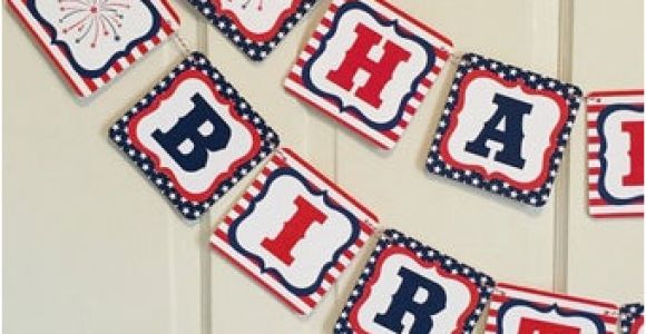 Happy Birthday Banner Red White and Blue Red and White Banner Etsy