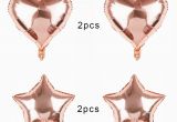 Happy Birthday Banner Rose Gold 18 Inch Star Heart Foil Rose Gold Balloons Decorations Set