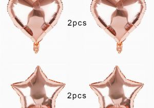 Happy Birthday Banner Rose Gold 18 Inch Star Heart Foil Rose Gold Balloons Decorations Set