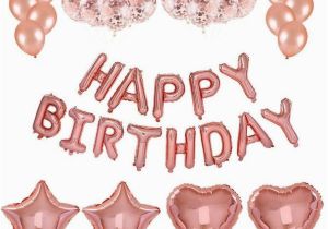 Happy Birthday Banner Rose Gold Rose Gold Happy Birthday Balloons Party Decorations