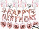 Happy Birthday Banner Rose Gold Rose Gold Set Includes Confetti Balloons for Birthday