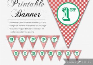 Happy Birthday Banner Size Picnic Happy Birthday Banner Diy Printable Red Green by