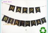 Happy Birthday Banner Size Size 16x20cm Glitter Black Backdrop Gold Foiled Letter