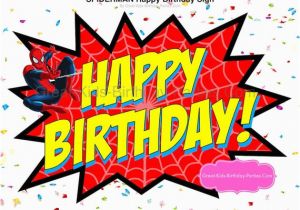 Happy Birthday Banner Spiderman Spiderman Happy Birthday Sign Instant Download Spiderman