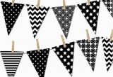 Happy Birthday Banner Template Black and White Black and White Banner Printable Party Banner Happy Birthday