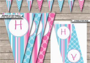 Happy Birthday Banner Template Editable Girls Birthday Party Banner Template Happy Birthday Bunting