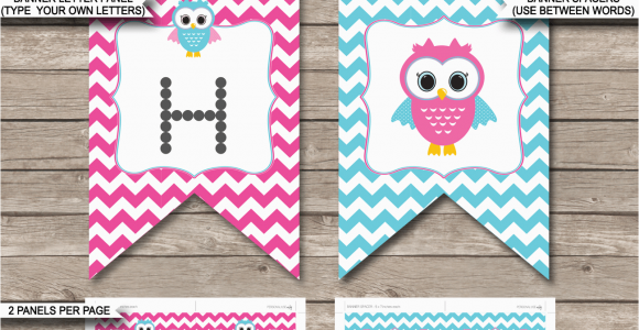 Happy Birthday Banner Template Free Printable Owl Birthday Banner Template Birthday Banner Editable