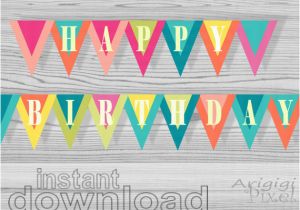 Happy Birthday Banner to Print Happy Birthday Banner Printable Birthday Celebration Party