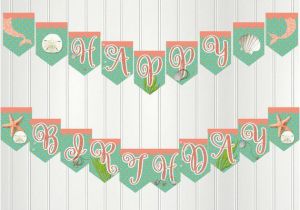 Happy Birthday Banner Under the Sea Mermaid Banner Mermaid Happy Birthday Banner Mermaid