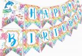 Happy Birthday Banner Under the Sea Mermaid Bottle Wraps 20 Mermaid Water Bottle Labels