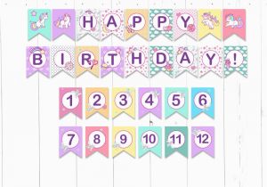 Happy Birthday Banner Unicorn Printable Purple Unicorn Banner Unicorn Birthday Party Unicorn Happy