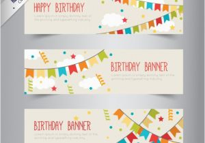 Happy Birthday Banner Vector Free Download Birthday Banners with Bunting Vector Free Download