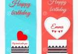 Happy Birthday Banner Vertical Set Of Vertical Birthday Greeting Banner with Cake Flat