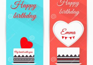 Happy Birthday Banner Vertical Set Of Vertical Birthday Greeting Banner with Cake Flat