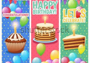 Happy Birthday Banner Vertical Watercolor Vector Happy Birthday Background Stock Vector