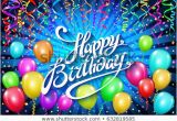 Happy Birthday Banner Violet Balloons Happy Birthday Colorful Balloon Sparkles Stock