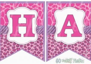 Happy Birthday Banner Violet Happy Birthday Banner Printable Animal Print Purple Pink