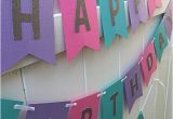 Happy Birthday Banner Violet Hot Pink Teal Purple and Silver Glitter Happy Birthday